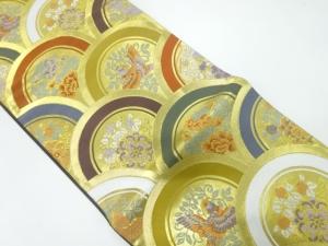 青海波に花鳥模様織出し袋帯